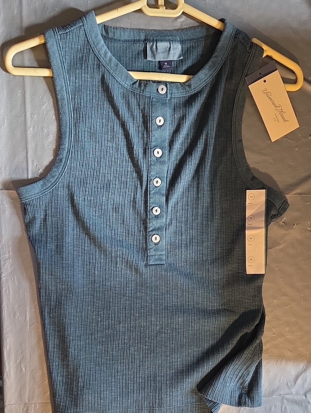 Universal Thread Dark Bluegreen Ribbed Button-Front Tank - Picture 4 of 4